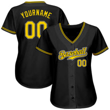 Laden Sie das Bild in den Galerie-Viewer, Uksn Individuelles Schwarz Gold-Weiß Authentic Baseball Trikot
