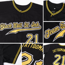 Laden Sie das Bild in den Galerie-Viewer, Uksn Individuelles Schwarz Gold-Weiß Authentic Baseball Trikot
