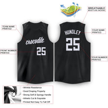 Laden Sie das Bild in den Galerie-Viewer, Uksn Individuelles Schwarz Weiß Rundhals Basketball Trikot
