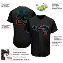 Laden Sie das Bild in den Galerie-Viewer, Uksn Individuelles Schwarz Schwarz-Hellblau Authentic Baseball Trikot
