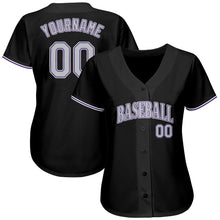 Laden Sie das Bild in den Galerie-Viewer, Uksn Individuelles Schwarz Grau-Lila Authentic Baseball Trikot
