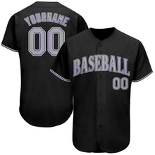 Laden Sie das Bild in den Galerie-Viewer, Uksn Individuelles Schwarz Grau-Lila Authentic Baseball Trikot
