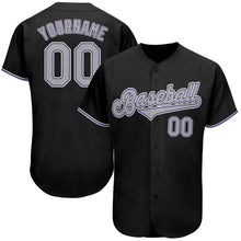 Laden Sie das Bild in den Galerie-Viewer, Uksn Individuelles Schwarz Grau-Lila Authentic Baseball Trikot
