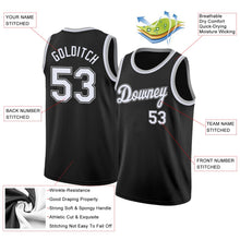 Laden Sie das Bild in den Galerie-Viewer, Uksn Individuelles Schwarz Weiß-Grau Rundhals Rippstrick Basketball Trikot

