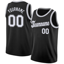 Laden Sie das Bild in den Galerie-Viewer, Uksn Individuelles Schwarz Weiß-Grau Rundhals Rippstrick Basketball Trikot
