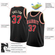 Laden Sie das Bild in den Galerie-Viewer, Uksn Individuelles Schwarz Rot-Cream Rundhals Rippstrick Basketball Trikot
