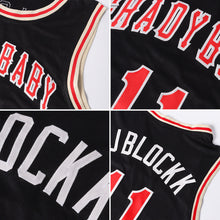 Laden Sie das Bild in den Galerie-Viewer, Uksn Individuelles Schwarz Rot-Cream Rundhals Rippstrick Basketball Trikot
