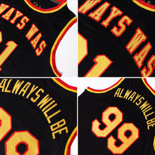 Laden Sie das Bild in den Galerie-Viewer, Uksn Individuelles Schwarz Gold-Rot Rundhals Rippstrick Basketball Trikot
