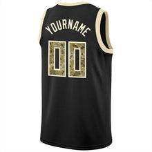 Laden Sie das Bild in den Galerie-Viewer, Uksn Individuelles Schwarz Camo-Cream Rundhals Rippstrick Basketball Trikot

