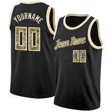 Laden Sie das Bild in den Galerie-Viewer, Uksn Individuelles Schwarz Camo-Cream Rundhals Rippstrick Basketball Trikot
