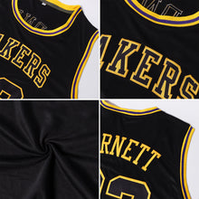 Laden Sie das Bild in den Galerie-Viewer, Uksn Individuelles Schwarz Schwarz-Gold Rundhals Rippstrick Basketball Trikot
