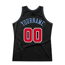 Laden Sie das Bild in den Galerie-Viewer, Uksn Individuelles Schwarz Rot-Hellblau Authentic Retro Basketball Trikot
