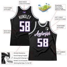 Laden Sie das Bild in den Galerie-Viewer, Uksn Individuelles Schwarz Weiß-Lila Authentic Retro Basketball Trikot
