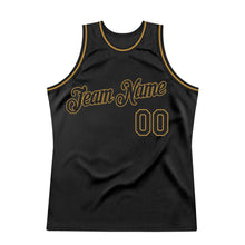 Laden Sie das Bild in den Galerie-Viewer, Uksn Individuelles Schwarz Schwarz-Altgold Authentic Retro Basketball Trikot
