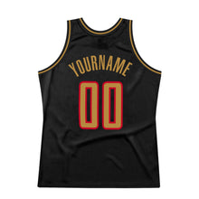 Laden Sie das Bild in den Galerie-Viewer, Uksn Individuelles Schwarz Altgold-Rot Authentic Retro Basketball Trikot
