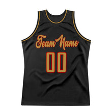 Laden Sie das Bild in den Galerie-Viewer, Uksn Individuelles Schwarz Altgold-Rot Authentic Retro Basketball Trikot
