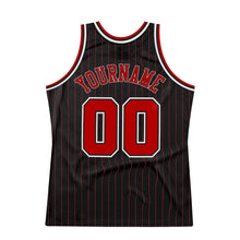 Laden Sie das Bild in den Galerie-Viewer, Uksn Individuelles Schwarz Rote Nadelstreifen Rot-Weiß Authentic Basketball Trikot
