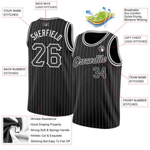 Laden Sie das Bild in den Galerie-Viewer, Uksn Individuelles Schwarz Weiße Nadelstreifen Schwarz-Weiß Authentic Basketball Trikot
