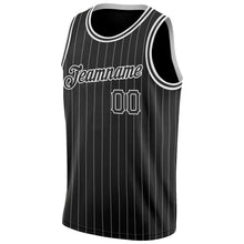 Laden Sie das Bild in den Galerie-Viewer, Uksn Individuelles Schwarz Weiße Nadelstreifen Schwarz-Weiß Authentic Basketball Trikot
