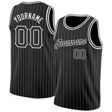 Laden Sie das Bild in den Galerie-Viewer, Uksn Individuelles Schwarz Weiße Nadelstreifen Schwarz-Weiß Authentic Basketball Trikot
