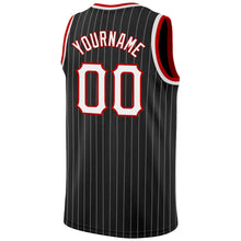 Laden Sie das Bild in den Galerie-Viewer, Uksn Individuelles Schwarz Weiße Nadelstreifen Weiß-Rot Authentic Basketball Trikot
