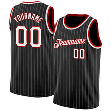Laden Sie das Bild in den Galerie-Viewer, Uksn Individuelles Schwarz Weiße Nadelstreifen Weiß-Rot Authentic Basketball Trikot
