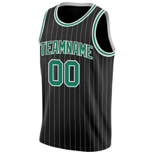 Laden Sie das Bild in den Galerie-Viewer, Uksn Individuelles Schwarz Weiße Nadelstreifen Kelly-Grün-Weiß Authentic Basketball Trikot
