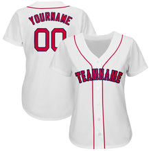 Laden Sie das Bild in den Galerie-Viewer, Uksn Individuelles Weiß Rot-Marineblau Baseball Trikot
