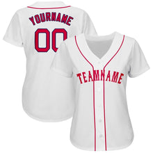 Laden Sie das Bild in den Galerie-Viewer, Uksn Individuelles Weiß Rot-Marineblau Baseball Trikot
