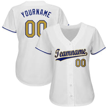 Laden Sie das Bild in den Galerie-Viewer, Uksn Individuelles Weiß Altgold-Königsblau Baseball Trikot
