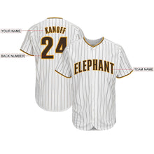 Laden Sie das Bild in den Galerie-Viewer, Uksn Individuelles Weiß Braune Nadelstreifen Braun-Gold Baseball Trikot
