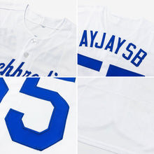 Laden Sie das Bild in den Galerie-Viewer, Uksn Individuelles Weiß Königsblau-Rot Authentic Baseball Trikot
