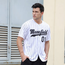 Laden Sie das Bild in den Galerie-Viewer, Uksn Individuelles Weiß Schwarze Nadelstreifen Schwarz-Grau Authentic Baseball Trikot
