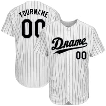 Laden Sie das Bild in den Galerie-Viewer, Uksn Individuelles Weiß Schwarze Nadelstreifen Schwarz-Grau Authentic Baseball Trikot
