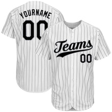 Laden Sie das Bild in den Galerie-Viewer, Uksn Individuelles Weiß Schwarze Nadelstreifen Schwarz-Grau Authentic Baseball Trikot
