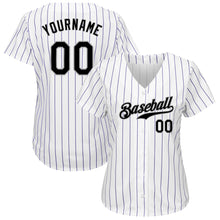 Laden Sie das Bild in den Galerie-Viewer, Uksn Individuelles Weiß Lila Nadelstreifen Schwarz-Grau Authentic Baseball Trikot
